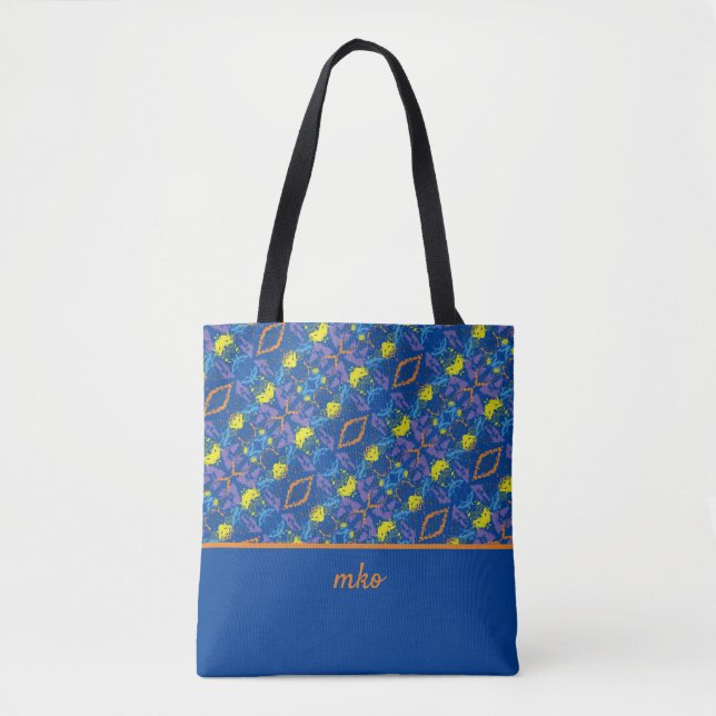 Colourful Paint Splatter Monogrammed Tote Bag (Front)