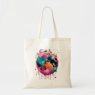 Colourful Paint Splatter Moon Celestial Art Tote Bag