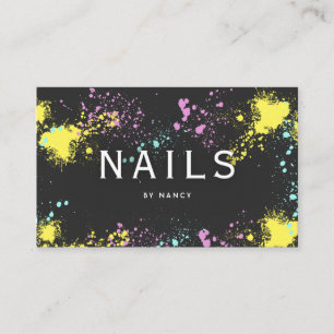 Colourful Paint Splatter Nails  Business Card