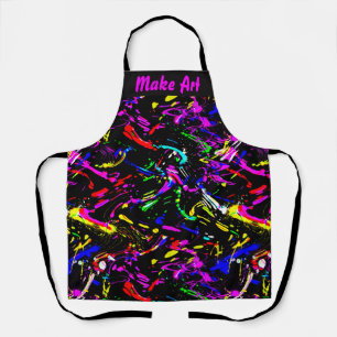 Colourful Paint Splatter Pattern On Black Apron