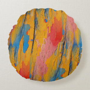 Colourful Paint Splatter Round Cushion