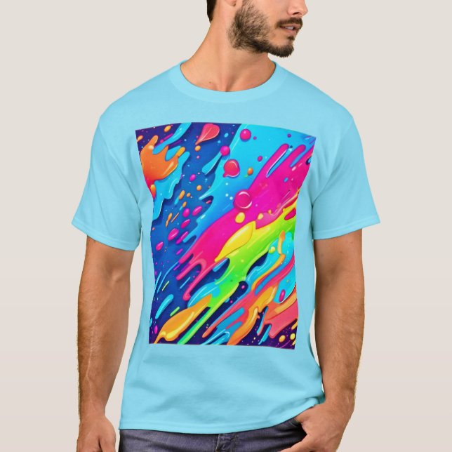 Colourful Paint Splatter T-Shirt (Front)