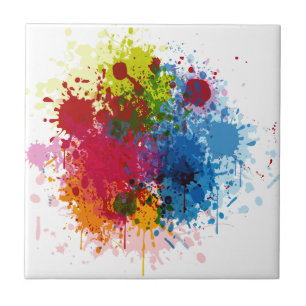 Colourful Paint Splatter Tile