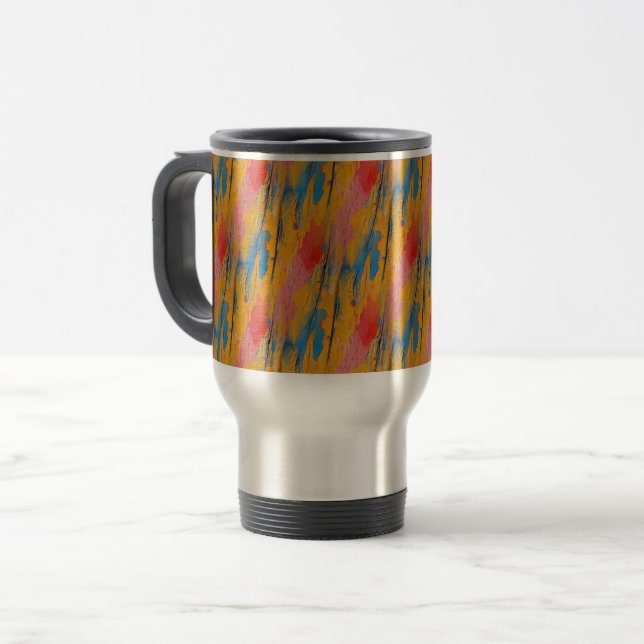 Colourful Paint Splatter Travel Mug (Front Left)