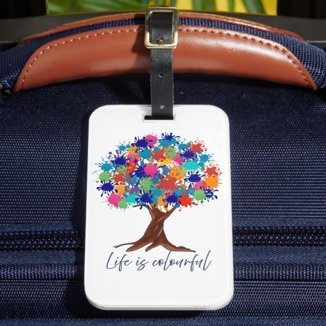 Colourful Paint Splatter Tree Reusable bag Luggage Tag (Front Insitu 2)