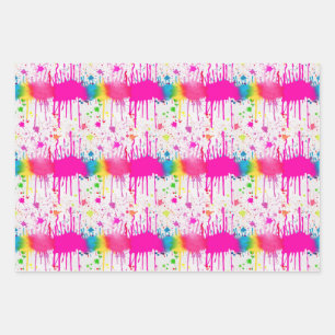 Colourful Paint Splatter Wrapping Paper Sheet
