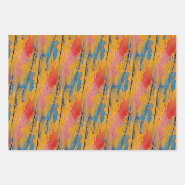 Colourful Paint Splatter Wrapping Paper Sheet (Front)