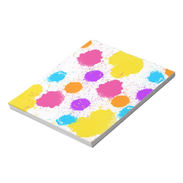 Colourful Paint Splatters  Notepad (Rotated)