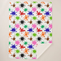 Colourful Paint Splatters Pattern in White