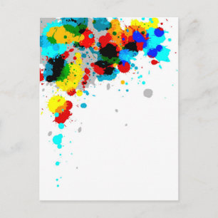Colourful Paint Stains Postcard