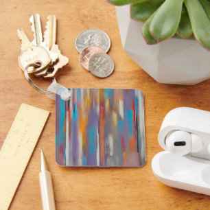 Colourful paint streaks key ring