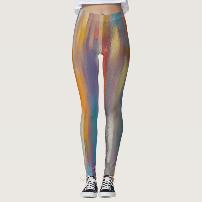 Colourful paint streaks  leggings (Front)
