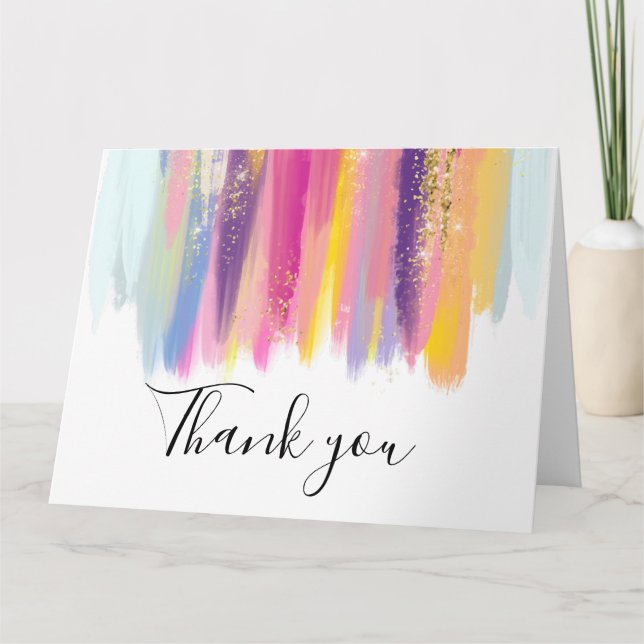 Colourful Paint Stroke Thank You Card (Front)