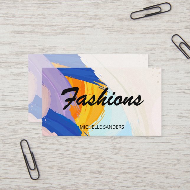 Colourful Paint Strokes | Creative Artistic Business Card (Front/Back In Situ)