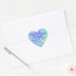 Colourful Paint Swirl Bridal Shower Heart Sticker