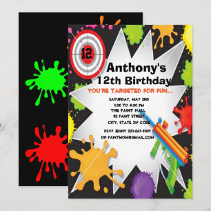Colourful Paintball Birthday Party Invitation
