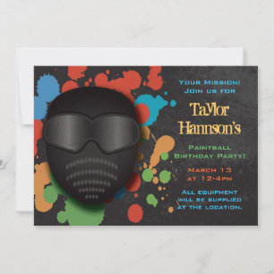 Colourful Paintball Birthday Party Invitation