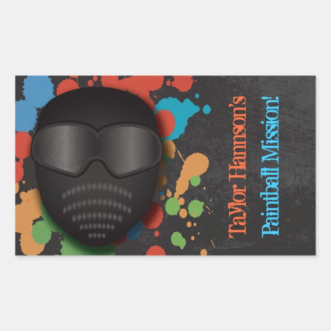 Colourful Paintball Birthday Party Stickers (Front)