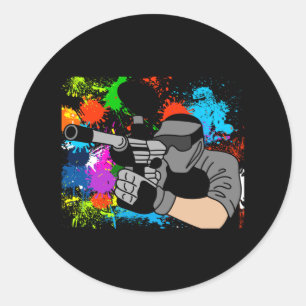 Colourful Paintball Motif Classic Round Sticker