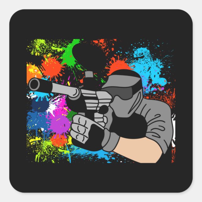 Colourful Paintball Motif Square Sticker (Front)