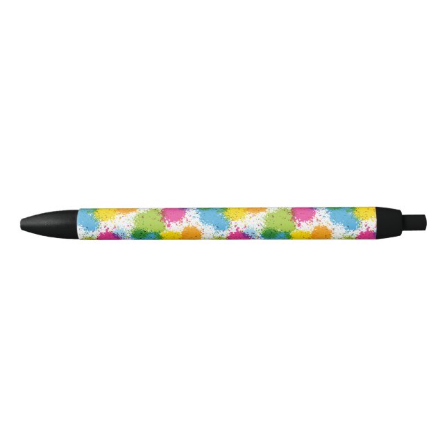 Colourful paintball Paint Design Black Ink Pen (Front)