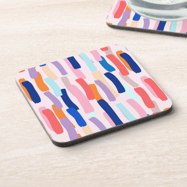 Colourful Paintbrush Stroke Pattern Coaster (Left Side)