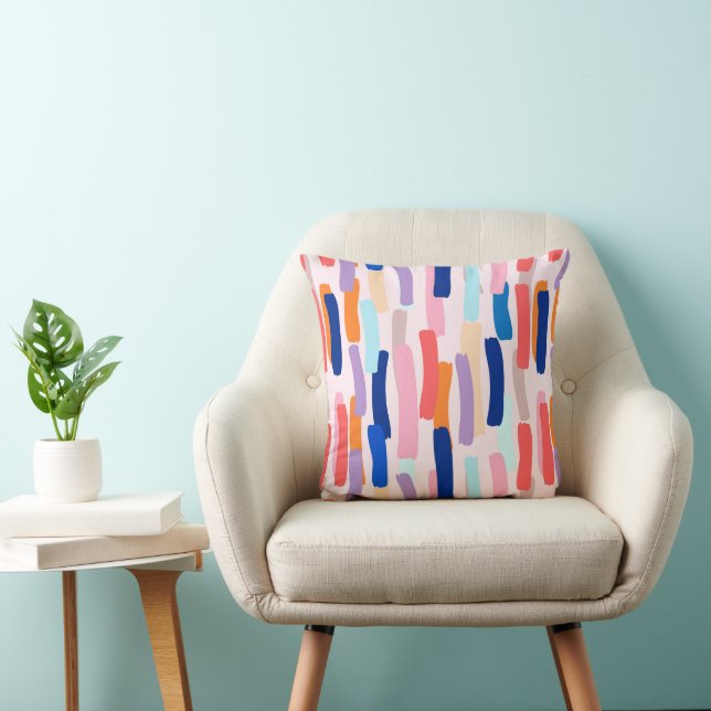 Colourful Paintbrush Stroke Pattern Cushion (Chair)