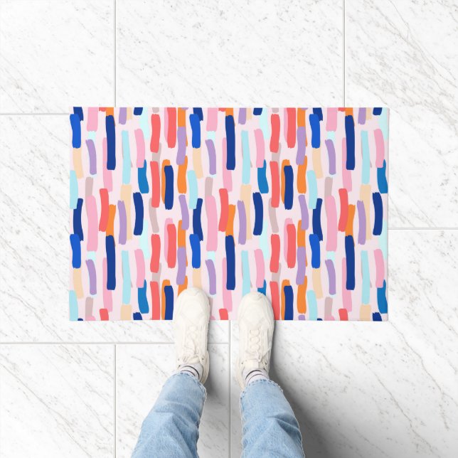 Colourful Paintbrush Stroke Pattern Doormat (Indoor)