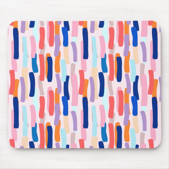 Colourful Paintbrush Stroke Pattern Mouse Mat (Front)