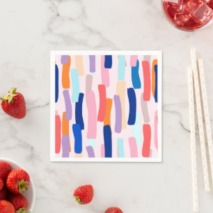 Colourful Paintbrush Stroke Pattern Napkin