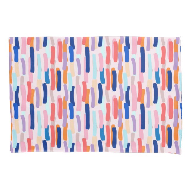 Colourful Paintbrush Stroke Pattern Pillowcase (Front-Left)