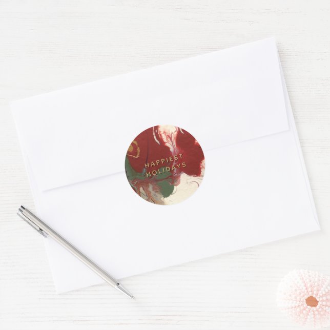Colourful Painted Abstract Happiest Holiday Classic Round Sticker (Envelope)