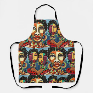Colourful painted African faces Apron