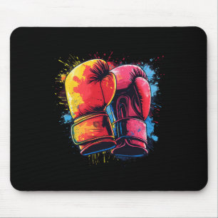 Colourful Painted Boxing Gloves On Artistic Boxing Mouse Mat