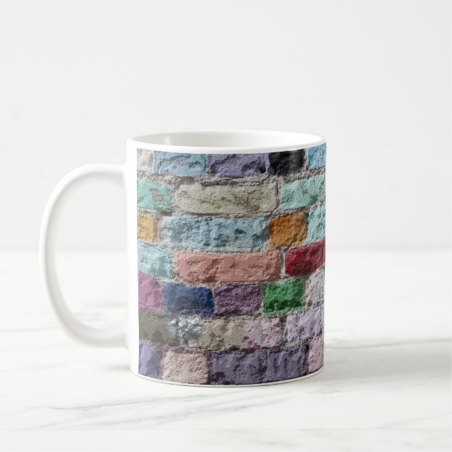 Colourful Painted Brick Wall Texture Coffee Mug (Left)