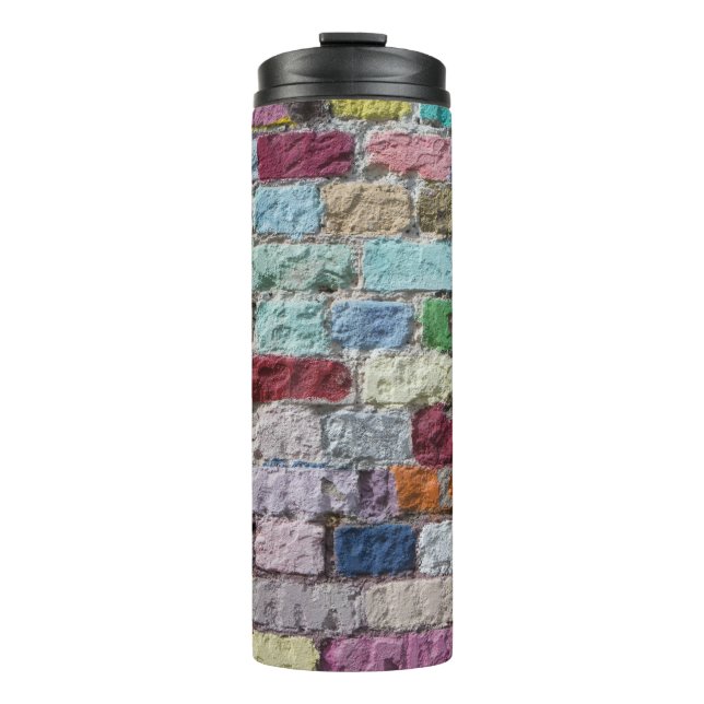 Colourful Painted Brick Wall Texture Thermal Tumbler (Front)