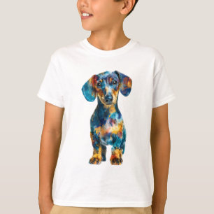 Colourful Painted Dachshund Puppy Kids T-Shirt