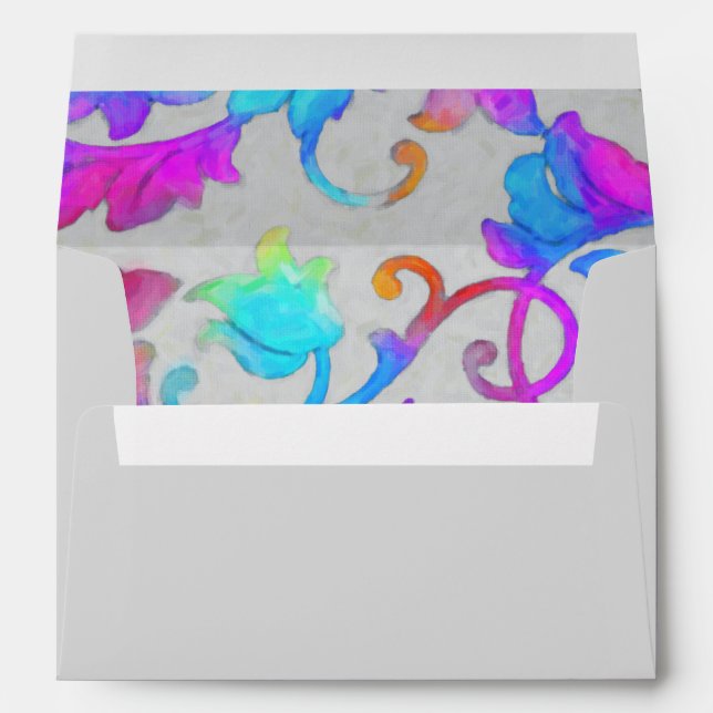 Colourful Painted Damask Pink Turquoise Envelopes (Back (Bottom))