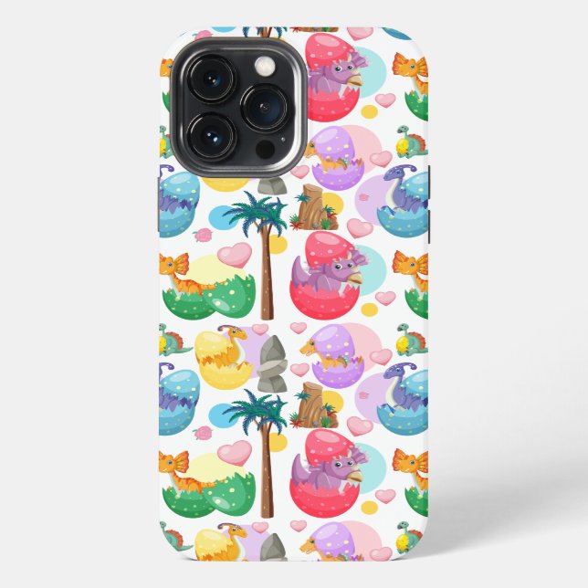 Colourful Painted Dinosaur Pattern iPhone Case (Back)