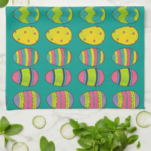 Colourful Painted Easter Egg Hunt Eggs Tea Towel
