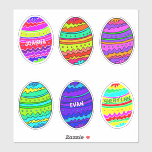 Colourful Painted Easter Egg Shaped Stickers