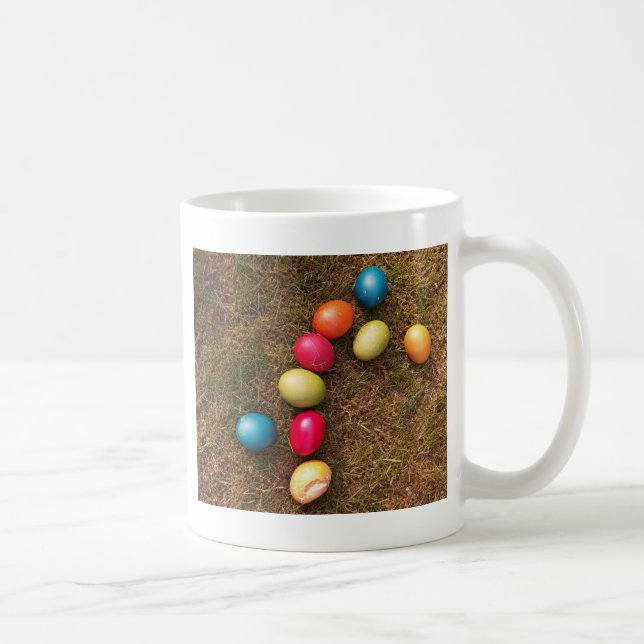 Colourful Painted Eggs in Garden, Easter Egg Coffee Mug (Right)
