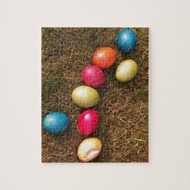 Colourful Painted Eggs in Garden, Easter Egg Jigsaw Puzzle (Vertical)