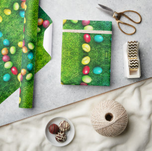 Colourful Painted Eggs in Grass, Funny Easter Egg Wrapping Paper