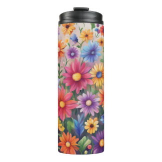 Colourful Painted Flowers - Thermal Tumbler