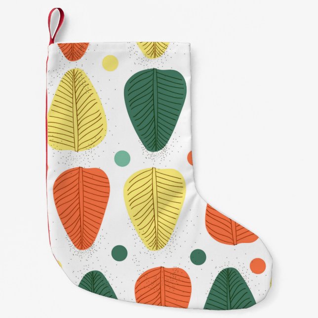 Colourful painted leaves, bright business backgrou small christmas stocking (Front)