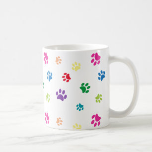 Colourful Painted Paw Prints Coffee Mug