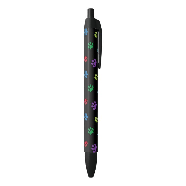 Colourful Painted Paw Prints on Black Blue Ink Pen (Bottom (Vertical))