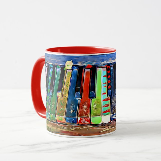 Colourful Painted Piano Keys Artsy Music Coffee Mug (Front Left)