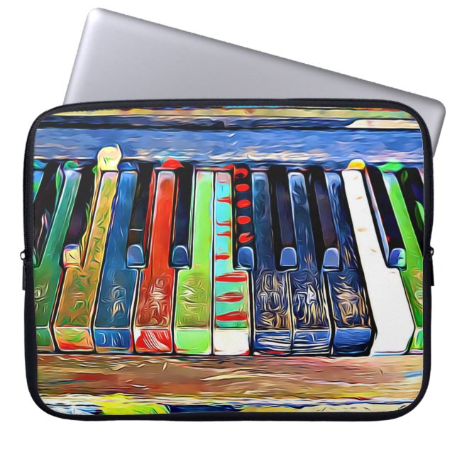 Colourful Painted Piano Keys Artsy Music Tote Bag (Front)